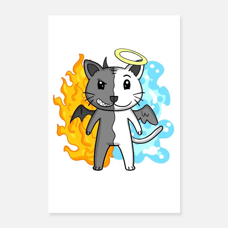 Chat Cat Breed Devon rex - Ange et Diable Poster 40 x 60 cm