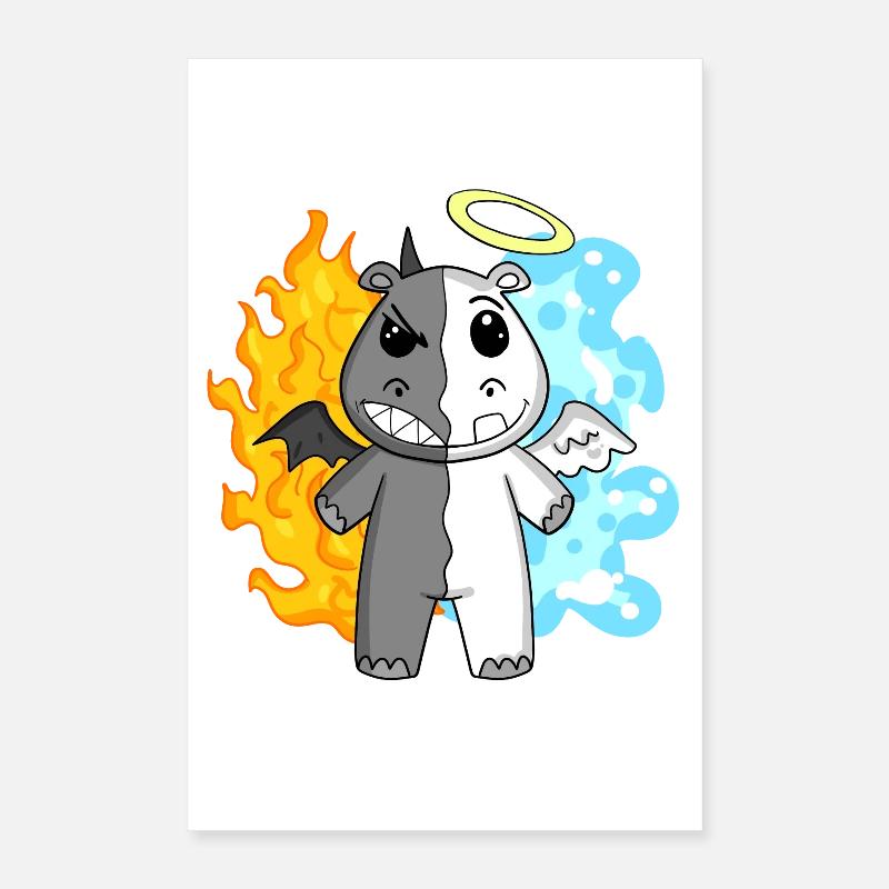 Hippopotamus - Angel and Devil Poster 16" x 24" (40x60 cm)