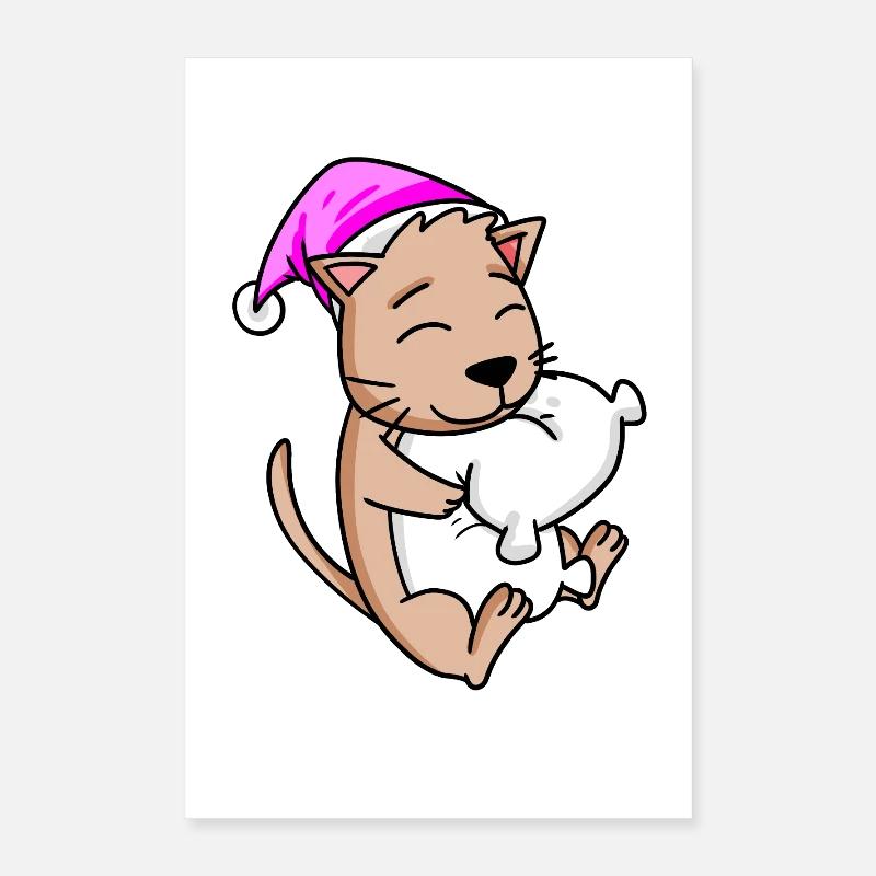 Cat with pillow Poster 16" x 24" (40x60 cm)