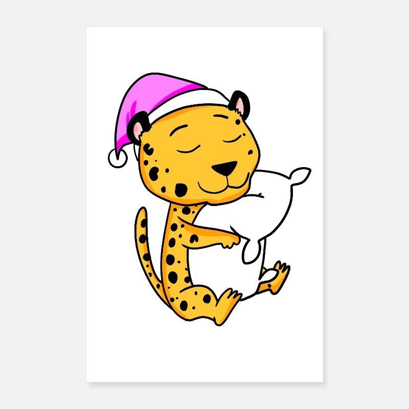 Guépard avec oreiller et bonnet de couchage Poster 40 x 60 cm