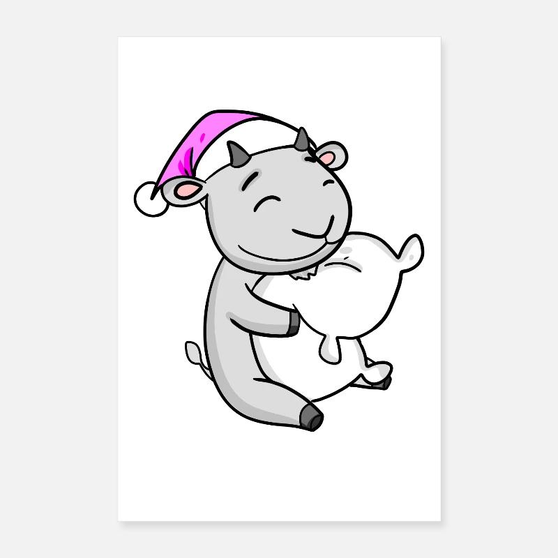 Chèvre avec oreiller et bonnet de couchage Poster 40 x 60 cm