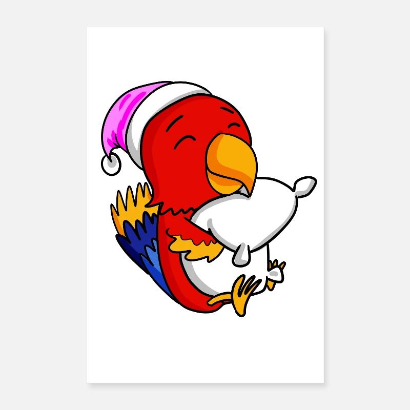 Perroquet avec oreiller et bonnet de couchage Poster 40 x 60 cm
