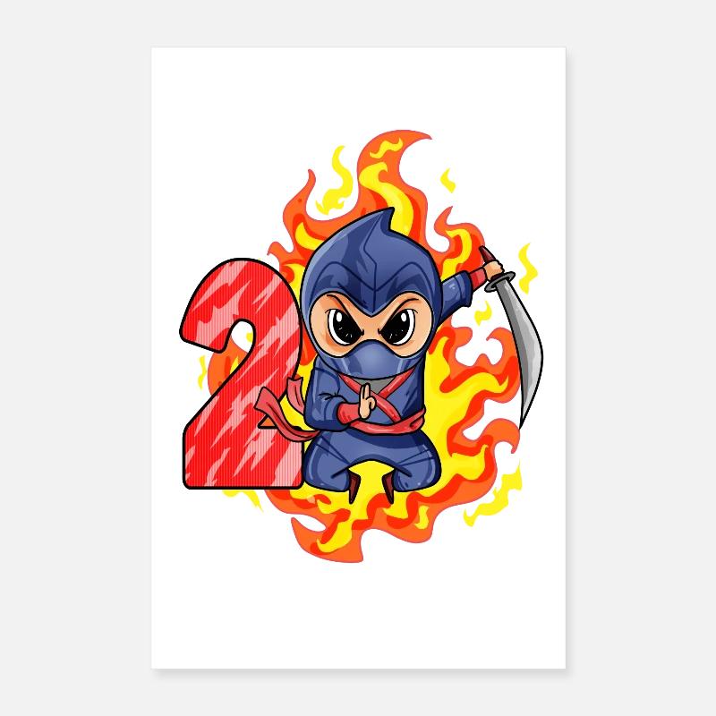 2. Geburtstag Junge 2 Jahre alt Ninja Poster 40x60 cm