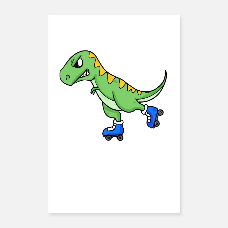 Dinosaur Skating Poster 16" x 24" (40x60 cm)