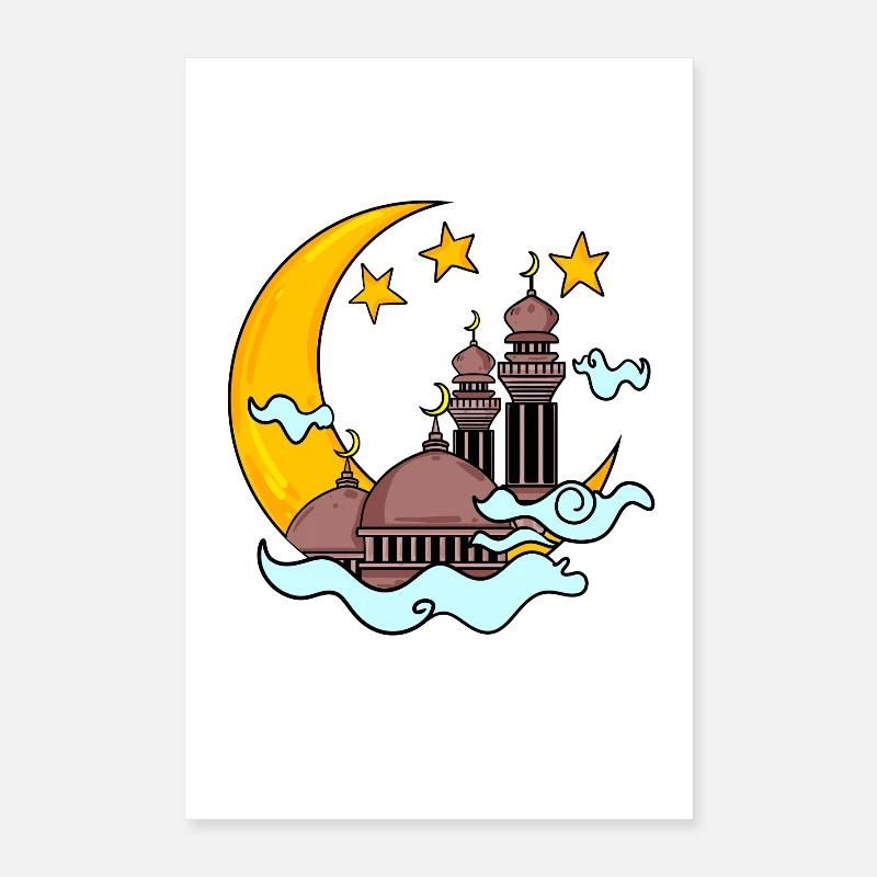 Mosquée avec croissant Poster 40 x 60 cm
