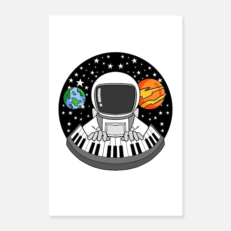 Un astronaute joue du piano dans l’espace Poster 40 x 60 cm