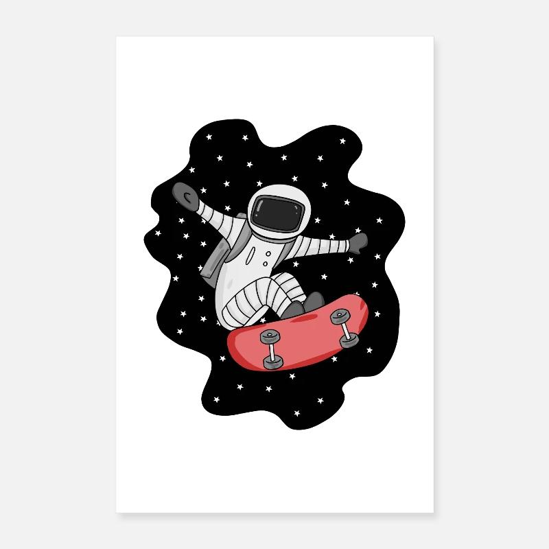 Astronaute avec skateboard dans l’espace Poster 40 x 60 cm