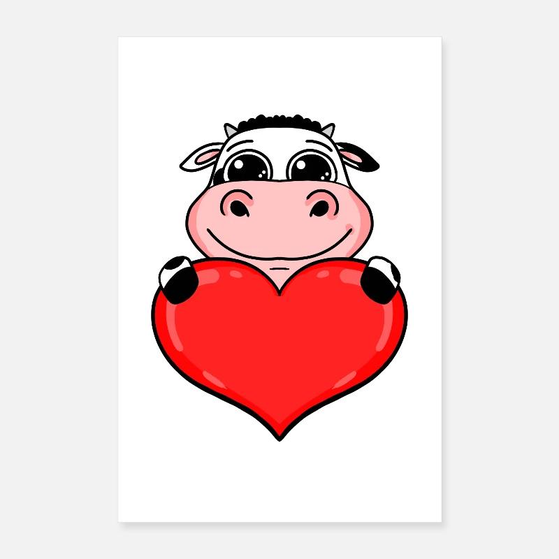 Kuh mit Herz - Liebe Romantisch Poster 40x60 cm