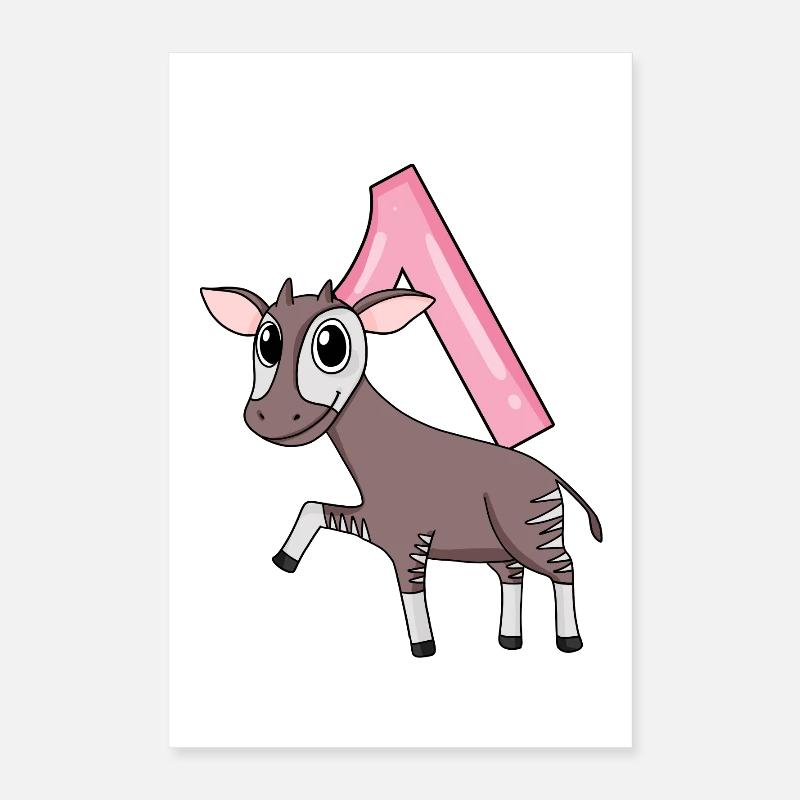 Mädchen 1 Jahre alt Okapi 1. Geburtstag Geschenk Poster 40x60 cm