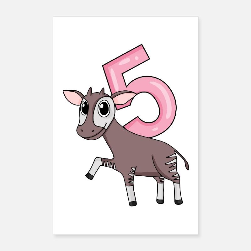 Mädchen 5 Jahre alt Okapi 5. Geburtstag Geschenk Poster 40x60 cm