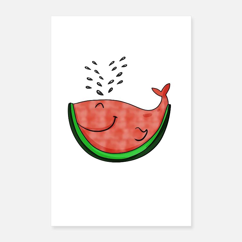 Wassermelone Wal Geschenk Poster 40x60 cm