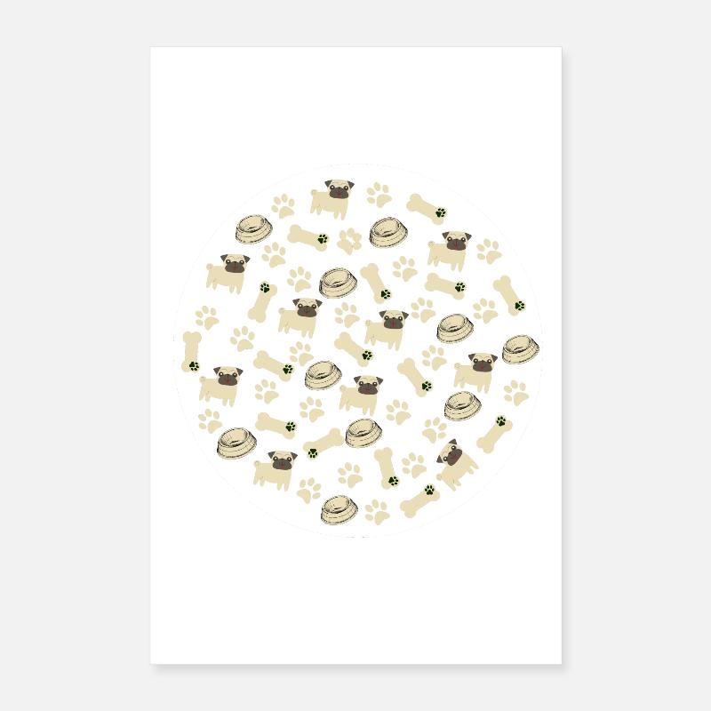 Pug Pattern - Pug Lovers Apparel Poster 40x60 cm
