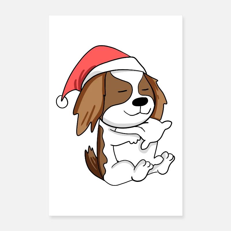 Cavalier King Charles Spaniel Chien Noël Poster 40 x 60 cm