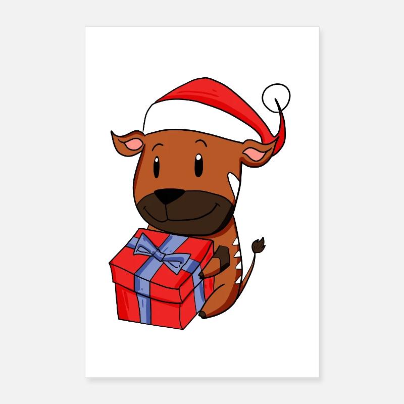 Noël Antilope Bébé avec Cadeau Poster 40 x 60 cm