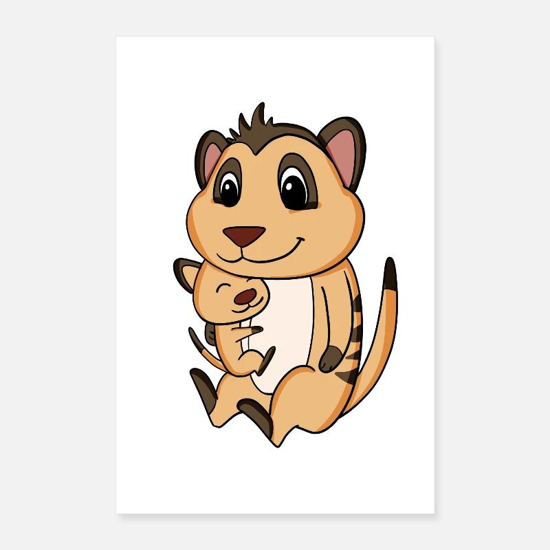Grossesse familiale - suricate avec bébé Poster 40 x 60 cm