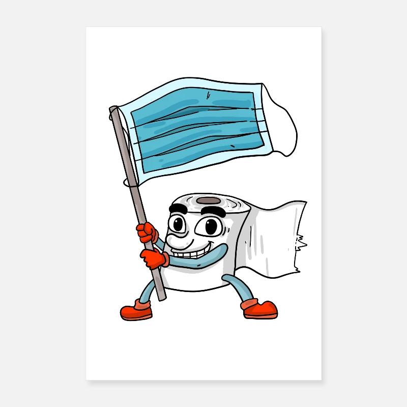 Drapeau de masque de papier toilette Poster 40 x 60 cm