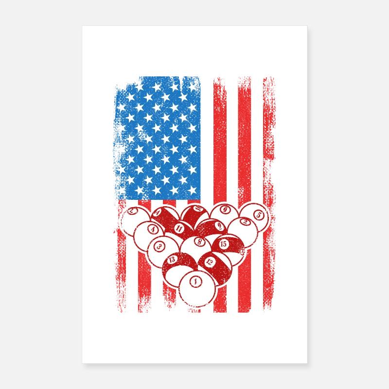 4. Juli Billard Poster 40x60 cm