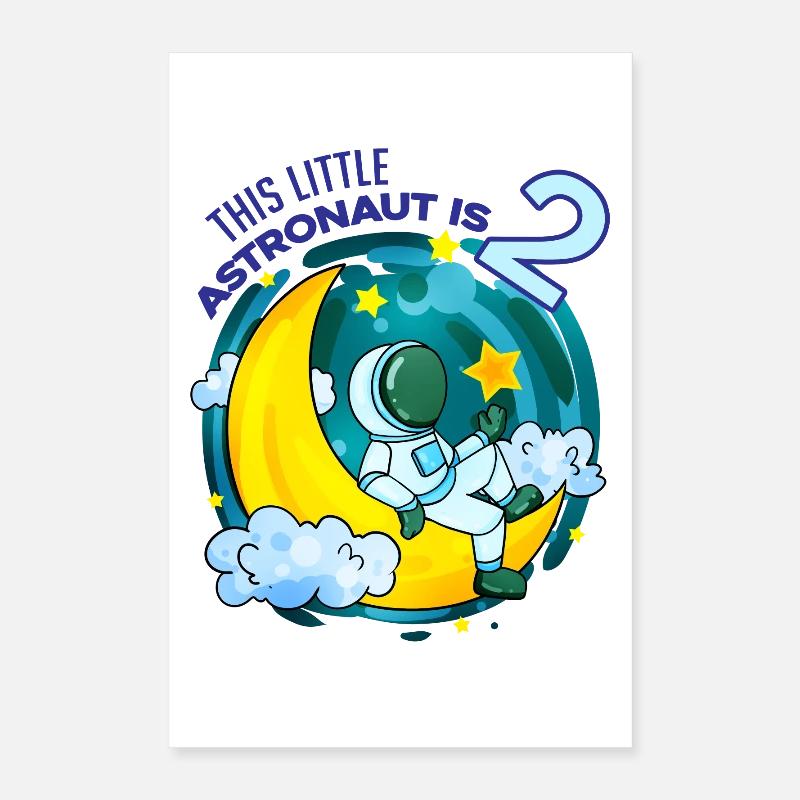 2e anniversaire - 2 ans Cadeau Astronaut Boy Poster 40 x 60 cm