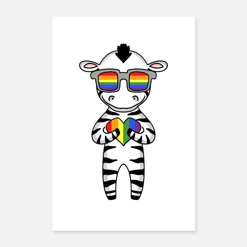 Gay Regenbogen Herz Tier Zebra Poster 40x60 cm