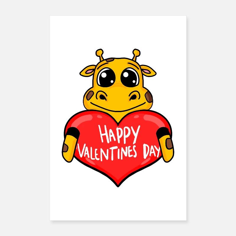 Valentine's Day Heart Giraffe Poster 16" x 24" (40x60 cm)