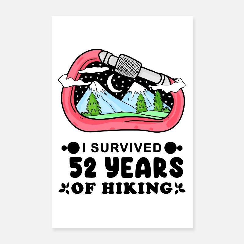 Mountain Wanderer 52e anniversaire 52 ans cadeau Poster 40 x 60 cm