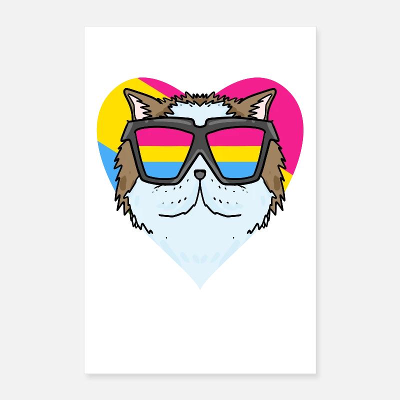 Pansexuel Chat Persan Cat Coeur Cadeau Poster 40 x 60 cm