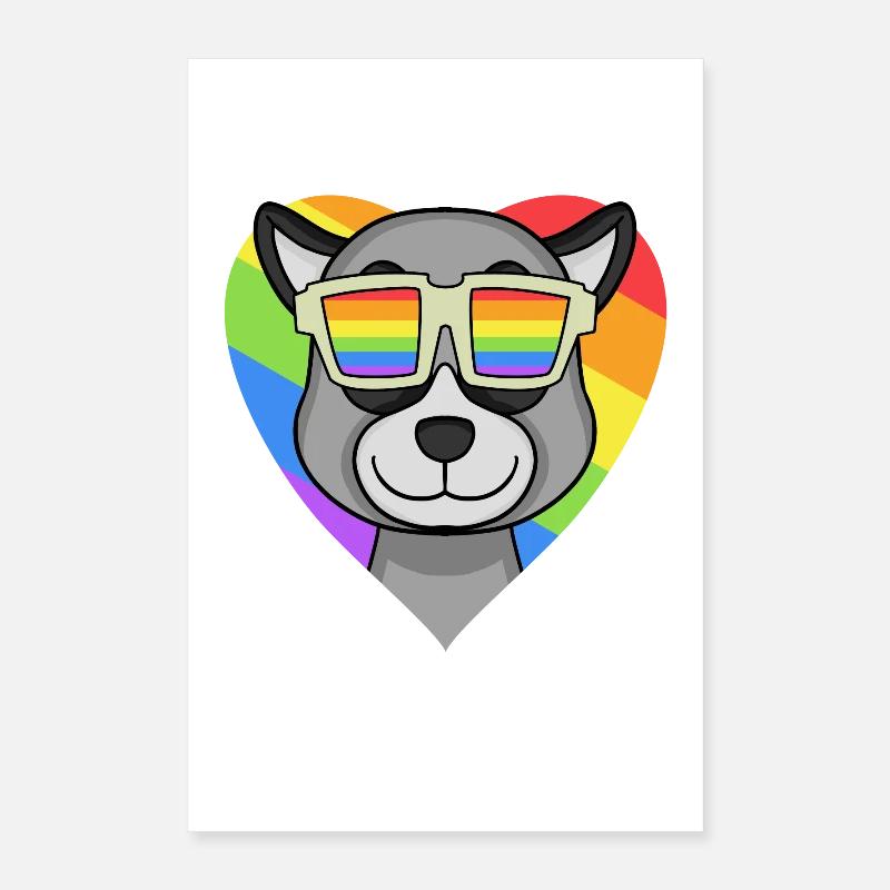 Regenbogen - Lemur mit Brille Poster 40x60 cm