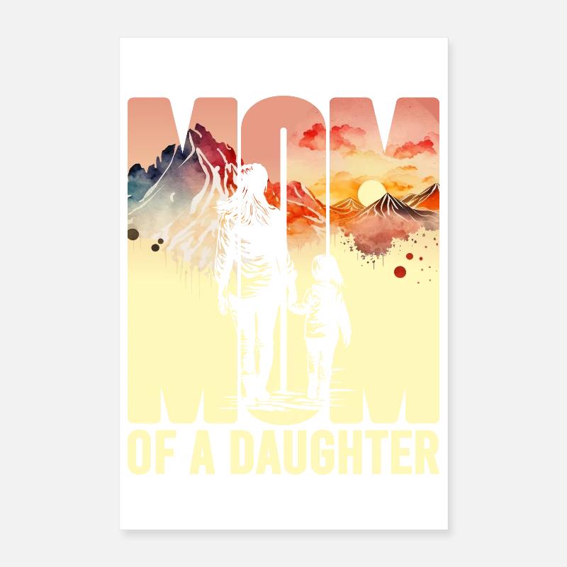 Mutter mit einer Tochter Muttertag Berge Mama Kind Poster 40x60 cm
