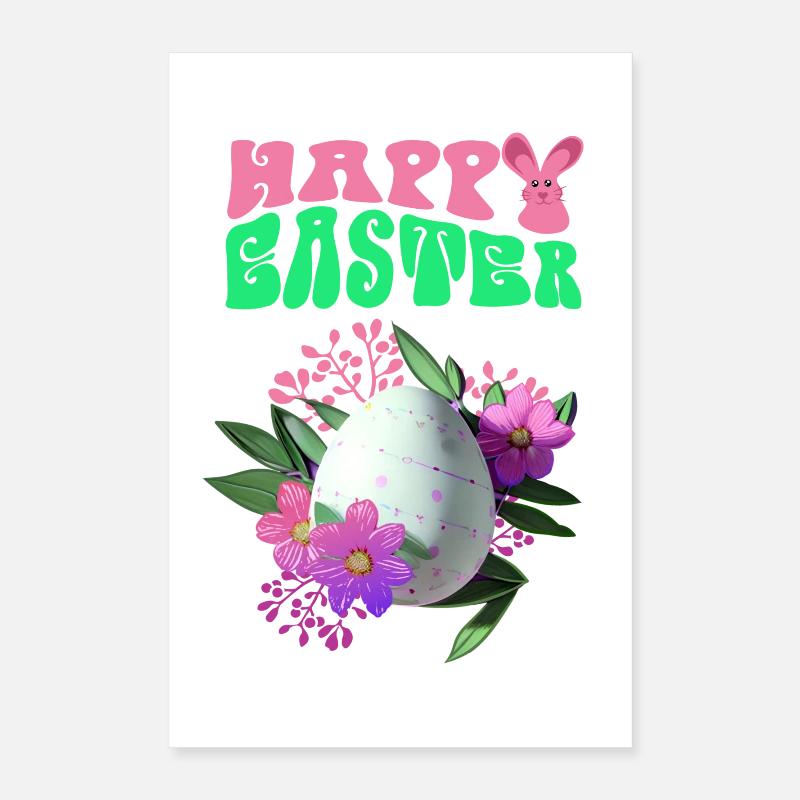 Joyeuses fleurs de Pâques oeuf de Pâques Poster 40 x 60 cm