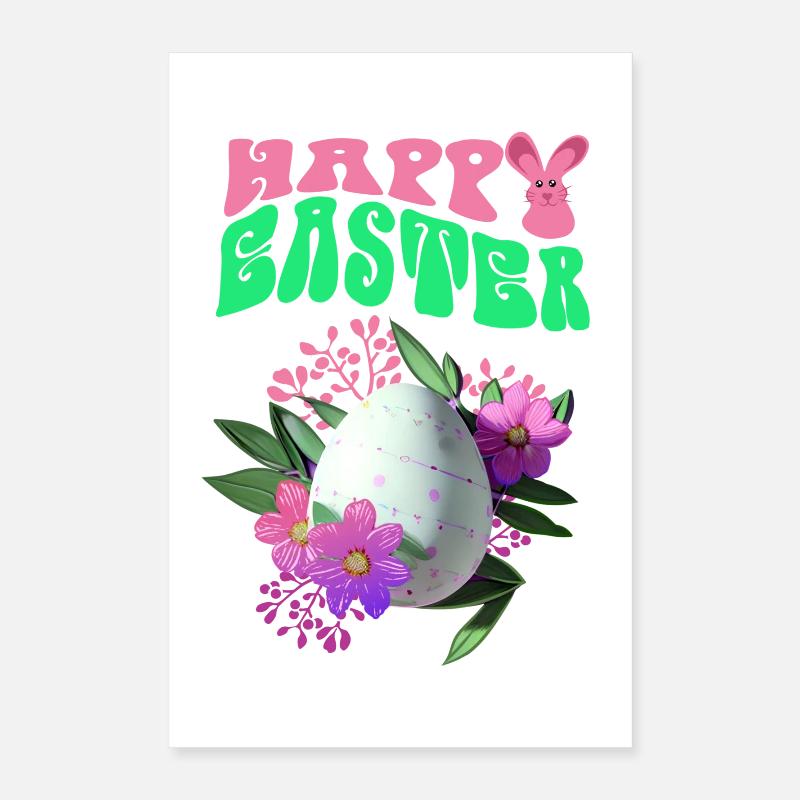Joyeux Easter Easter Egg Art floral Poster 40 x 60 cm