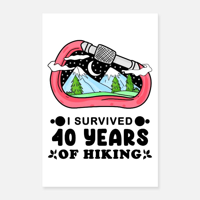 40th Birthday Mountain Quote Gift Poster 16" x 24" (40x60 cm)