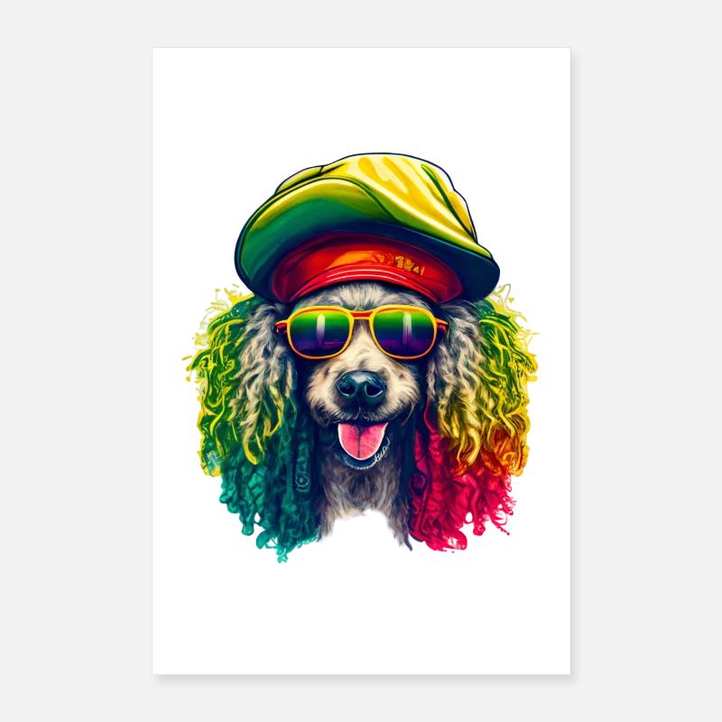 Caniche Rasta Cool Coloré Poster 40 x 60 cm