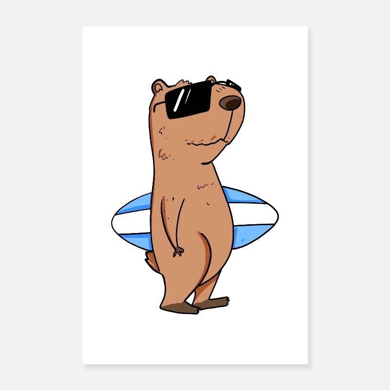 Motif de surfeur Capybara capybara Poster 40 x 60 cm