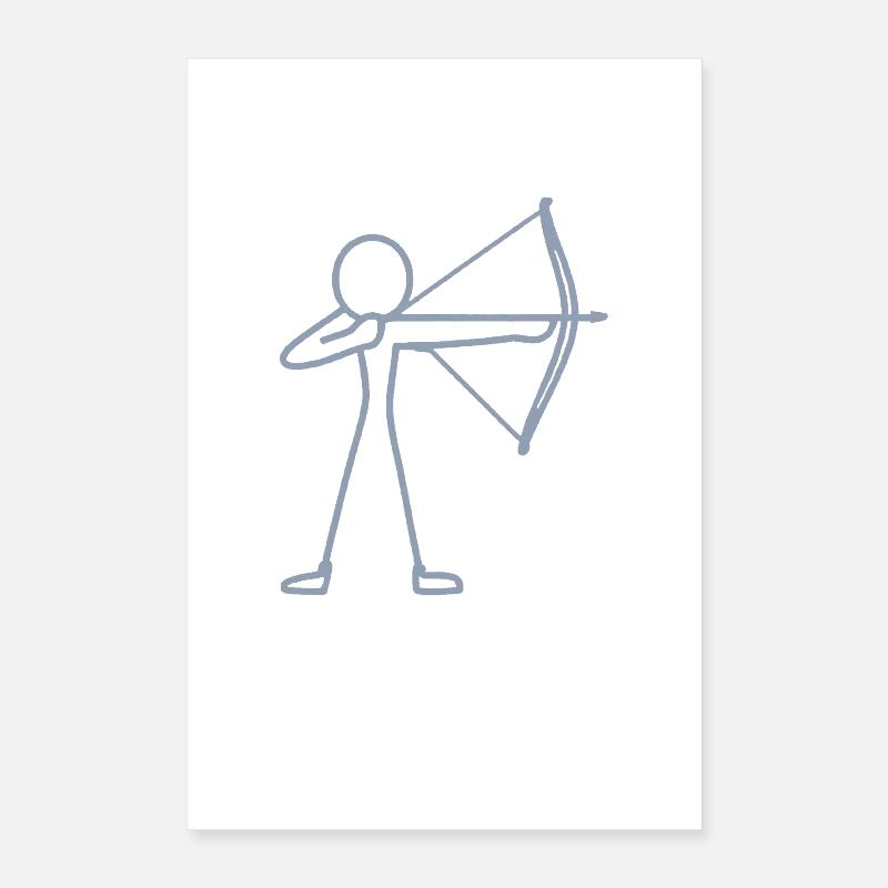 Strichmännchen Bogen Bogenschießen Bogenschütze Poster 40x60 cm