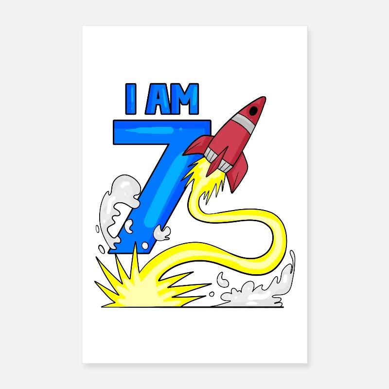 7 Geburtstag Junge Astronaut - sieben Jahre Poster 40x60 cm