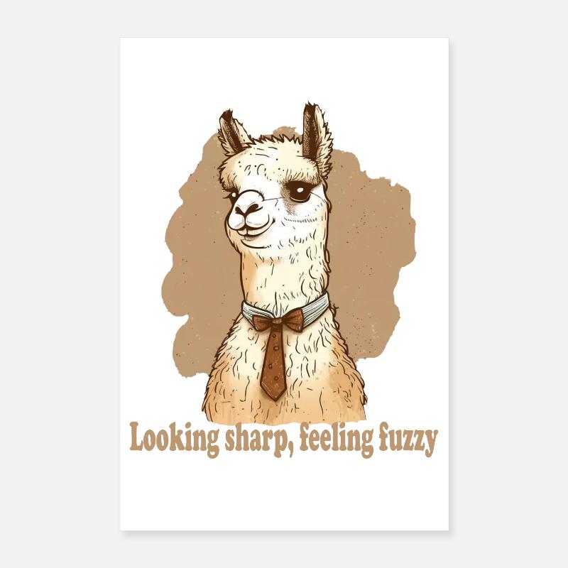 Looking sharp feeling fuzzy Lama Poster 40x60 cm