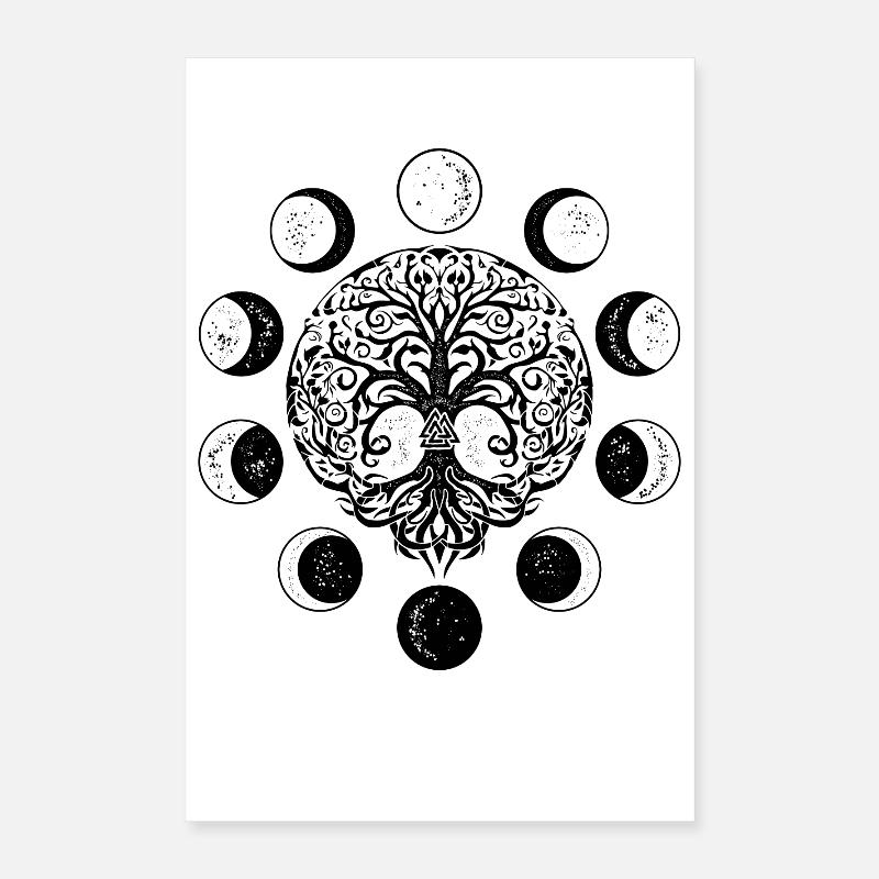 Ygdrassil Mondphasen Witchcraft Occult Lebensbaum Poster 40x60 cm