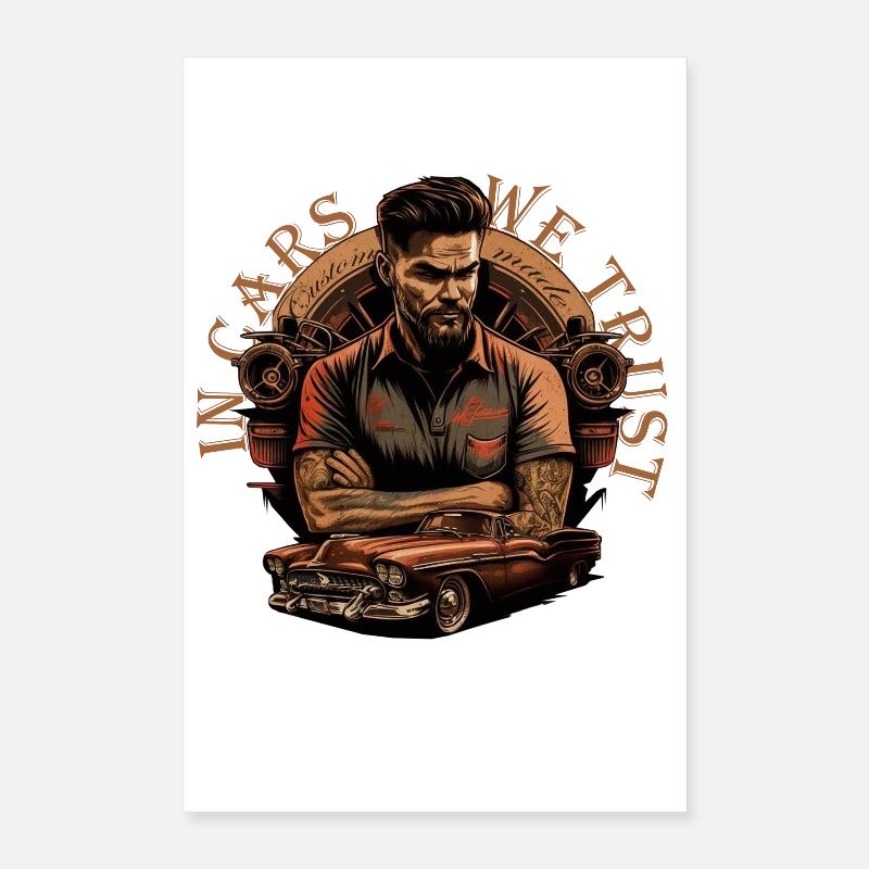 Oldtimer avec lettrage Poster 40 x 60 cm