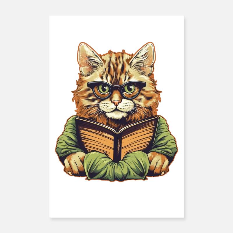 Cat with book Poster 16" x 24" (40x60 cm)