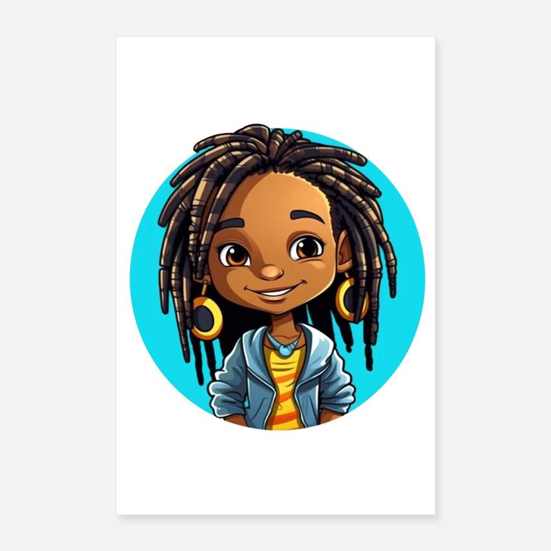Fun-loving dreadlocks illustration Poster 16" x 24" (40x60 cm)