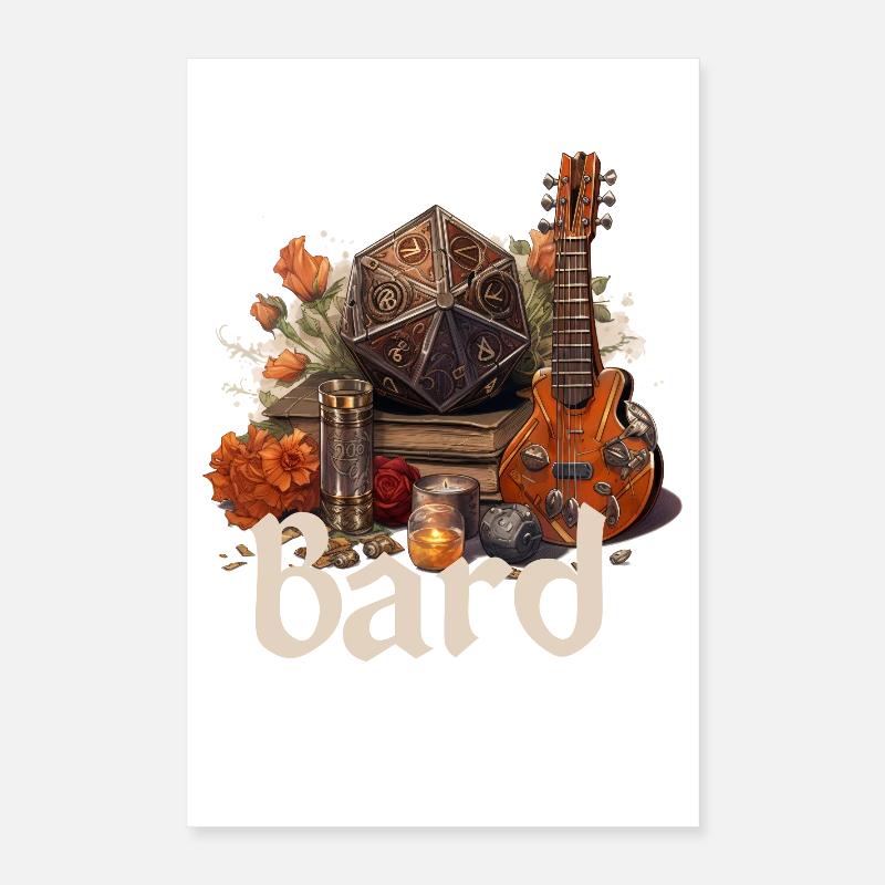 Barde mit W20 & Items – Fantasy RPG Design Poster 40x60 cm