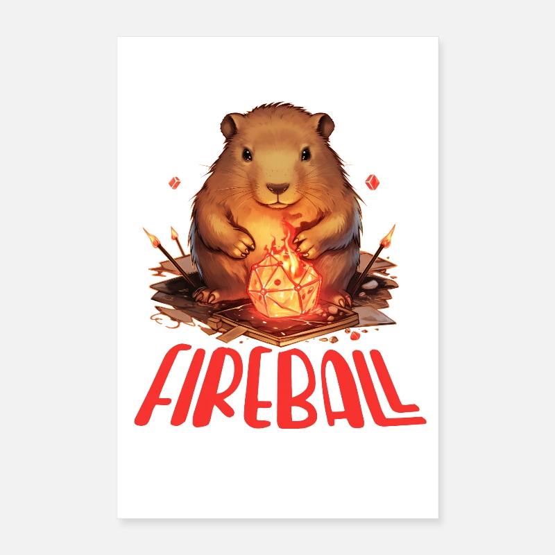 Capybara Mage – Conception de RPG boule de feu Poster 40 x 60 cm