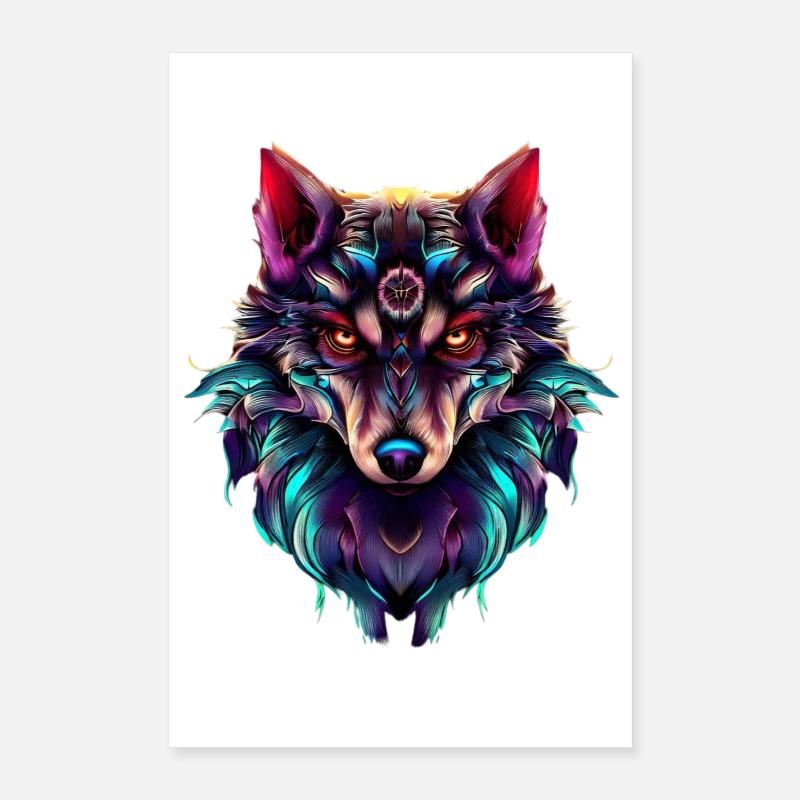 Wolf’s Head Synthwave Wolf Poster 40 x 60 cm