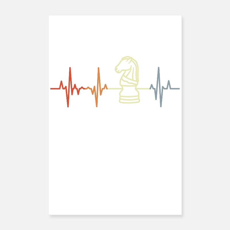 Échecs Heart Palpitations Retro Look Poster 40 x 60 cm