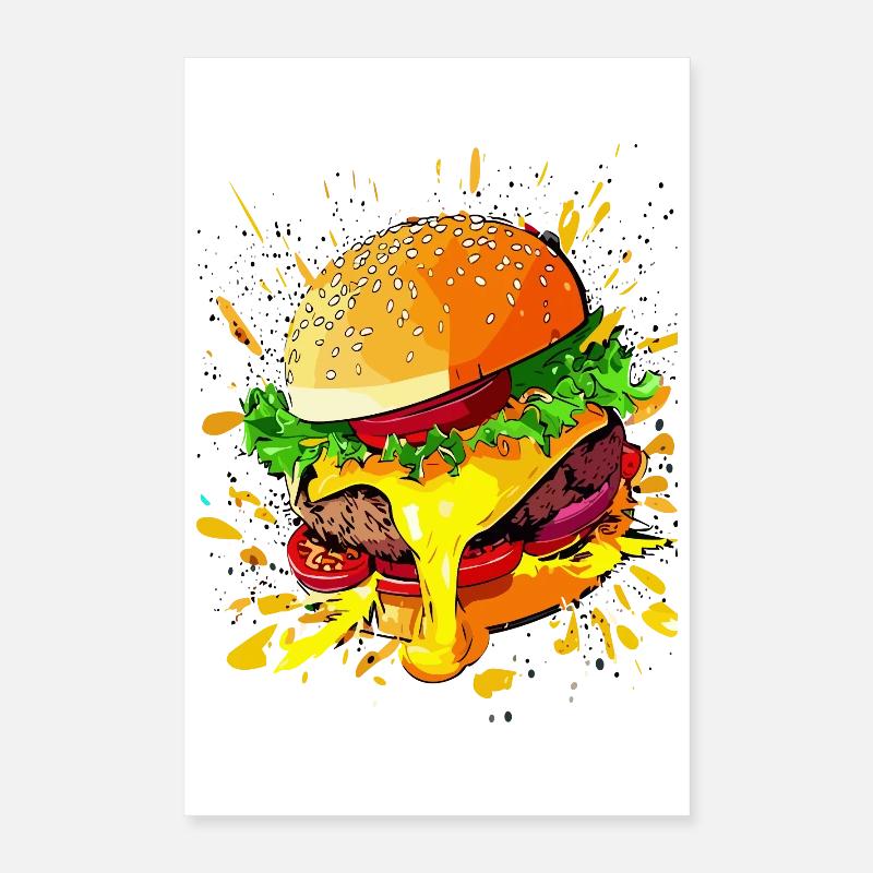 Extra Käse Burger Cheeseburger Poster 40x60 cm