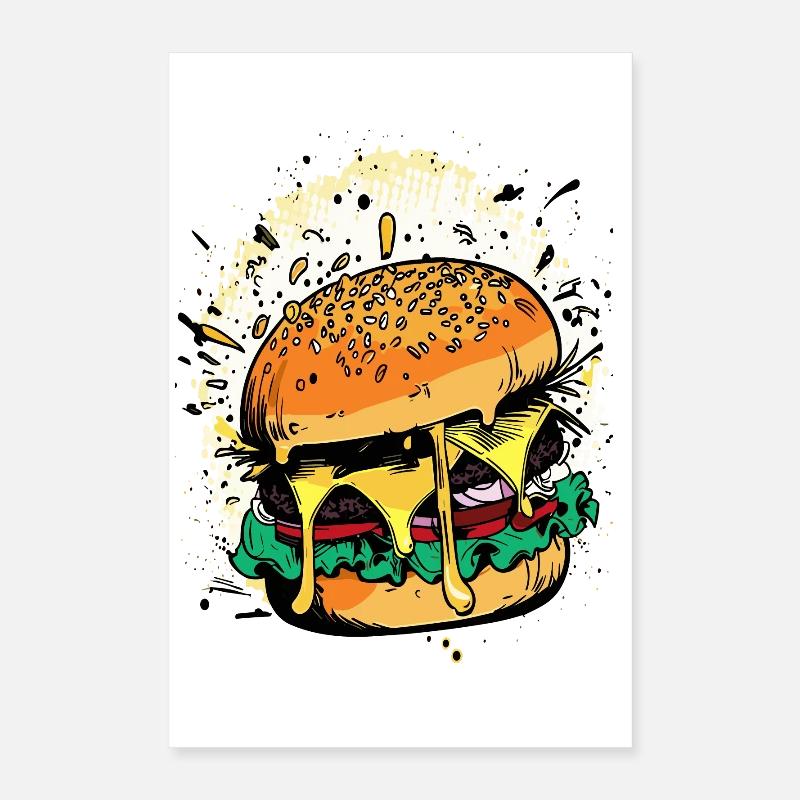 Cheeseburger Comic Burger Poster 40 x 60 cm