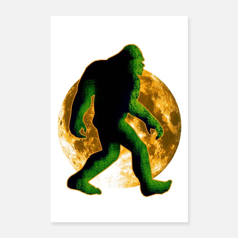 Bigfoot Sasquatch and moon Poster 16" x 24" (40x60 cm)