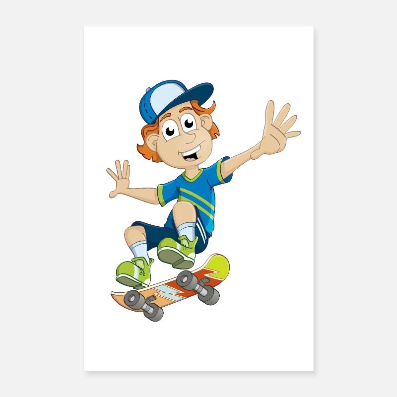 Drawing of a boy on a skateboard Poster 16" x 24" (40x60 cm)