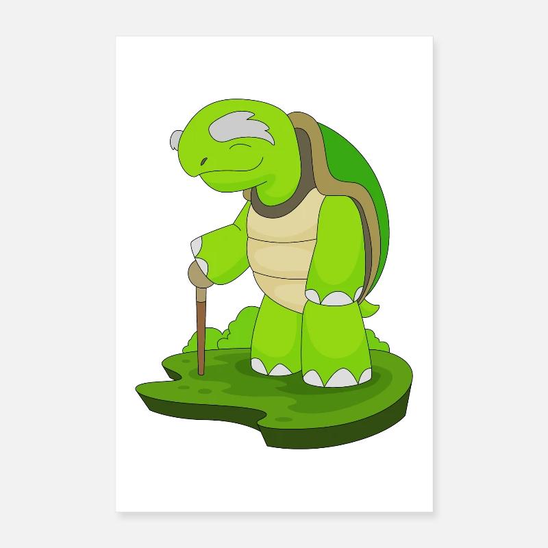 Turtle Retiree Walking Stick Poster 16" x 24" (40x60 cm)