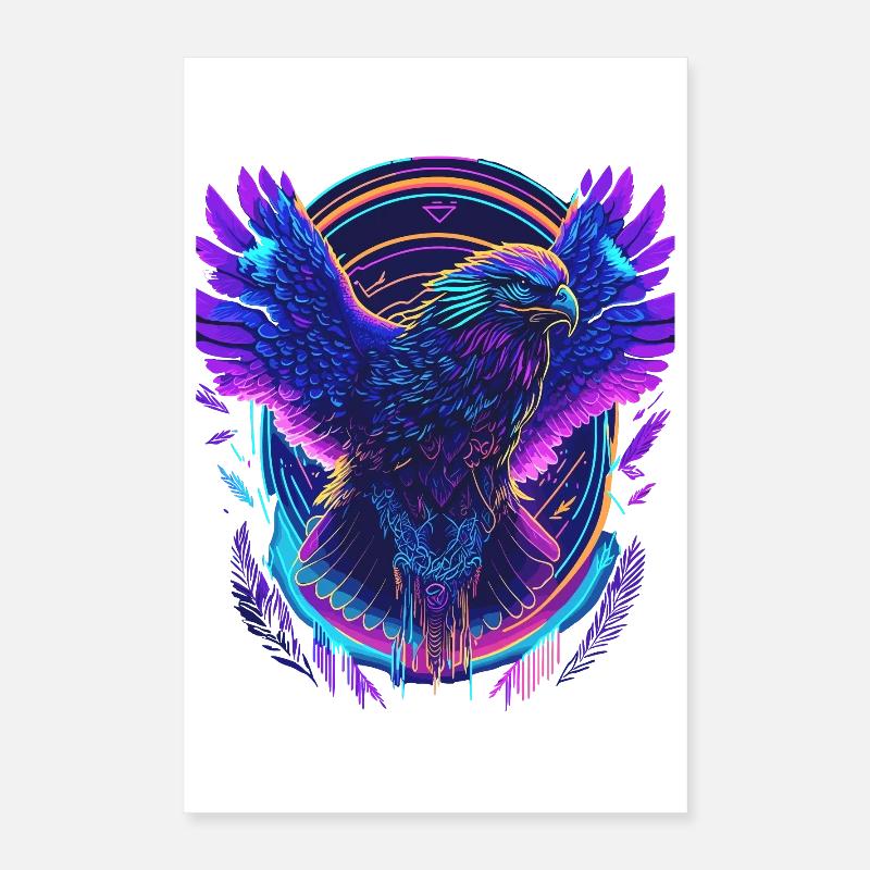 Aigle volant Synthwave Poster 40 x 60 cm